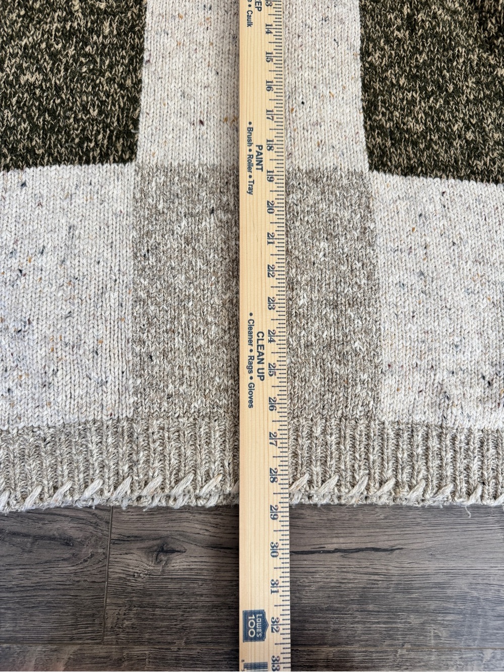Patchwork Knit Cowl Neck Sweater in Cream and Olive - Picture 6 of 7